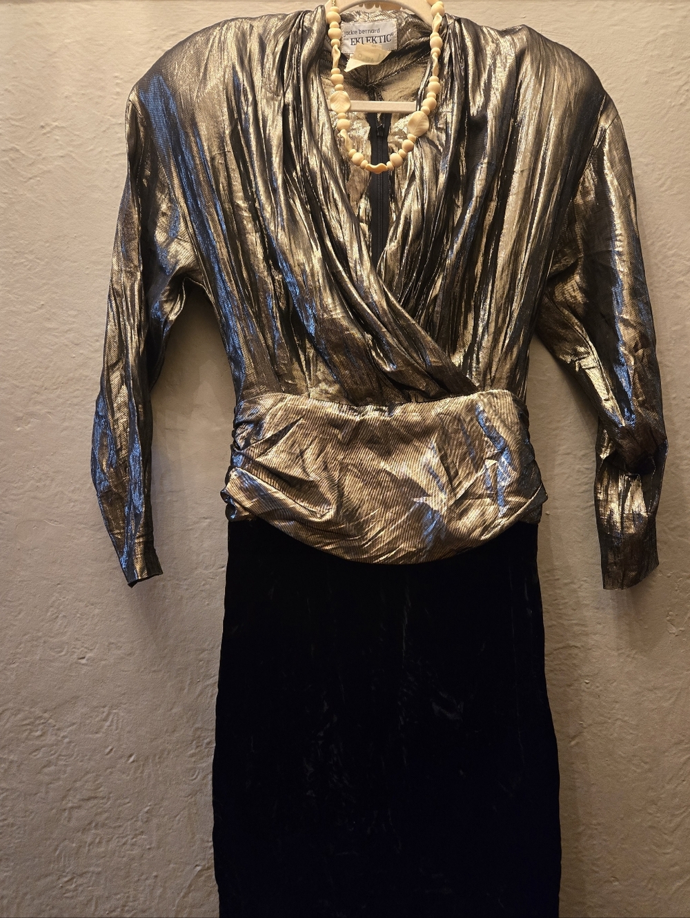 Vintage Jackie Bernard for EKI EKTIC Metallic Draped Dress Velvet Skirt Canada